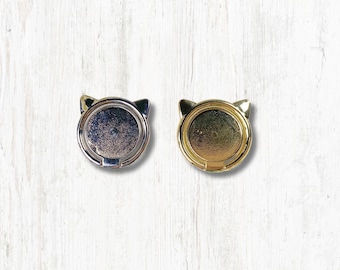 Cat ears cell phone ring grip, blank for crafts, adhesive cell phone stand, cabochon bezel tray for resin crafts, DIY cat lover gift (B0084)