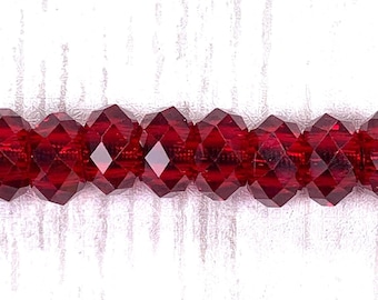 Large hole red glass faceted beads, 10 pcs deep red faceted no metal core for DIY fairy wand or garden stake, European glass beads (C0119)