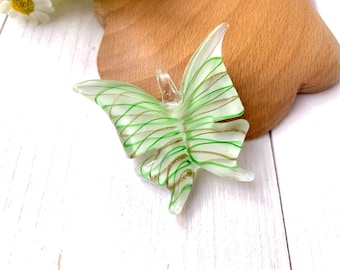 Set of 3 glass butterfly pendants, 45x42mm lamwpork glass charms for jewelry, butterfly ornaments for car charms and other crafts (A0002)