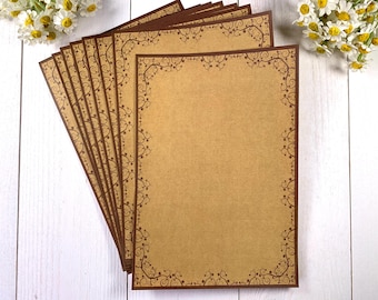 Decorative paper for crafts, 8 sheets A5 8.2x5.7" leafy vine edged lightweight paper, paper for scrapbooking, cards, invitations, letters