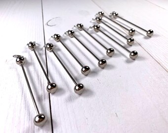10 beadable blank bars, add a bead posts, easy beading crafts, silver or black, use for keychains, bookmarks, ornaments, 3" long, 1.7mm post