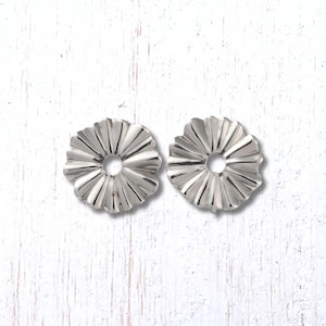 Flower earring findings, 3 pair, 17.5mm silver tone flower with vertical loop, stainless steel floral stud earring base with backs (L0312)
