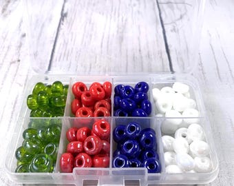 Large hole glass spacer bead set for beadable pens, ~10mm with 3mm hole for beadable blanks, 8 colors/finishes, about 160 pcs, CLOSEOUT
