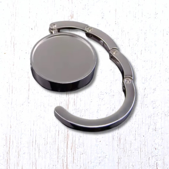Purse hanger blank, 1 foldable handbag hook for table, use with cabochons, resin, polymer clay, DIY functional gift for friends (B0100)