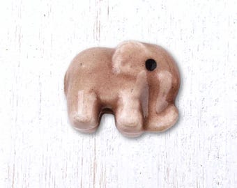 10 porcelain elephant beads, 11x13.5mm glazed ceramic w/ 1.6mm hole, animal beads for jewelry (C0121)