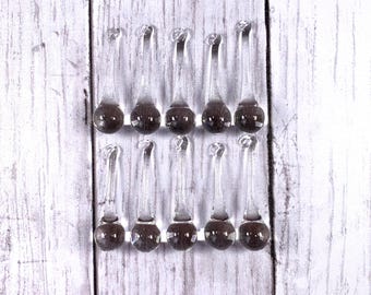Clear glass drop pendants for necklaces, teardrop pendant for raindrop earrings, water droplet jewelry, chandelier crystals, 50 mm set of 10