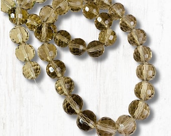 Faceted glass beads for crafts, 48 pcs, 12mm round sparkly disco ball beads for bracelet or necklace, fun chunky beads, CLOSEOUT (A0051)