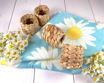 Woven napkin rings, set of 4 boho minimialistic napkin holder cuffs, rustic farmhouse wedding, shower, or birthday party tablescaping, 2x2"
