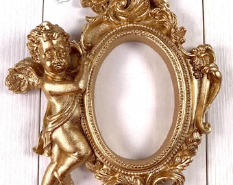 Gold ornate resin frame for crafts, one small vintage gilded style open-back for framing small art, choose design and size from 3.4" - 5.8"