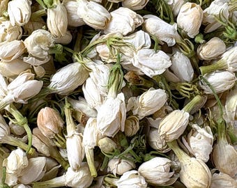 Dried jasmine buds, approx. 200 pieces/10 oz/1.25 cups, off-white dried flowers for crafts