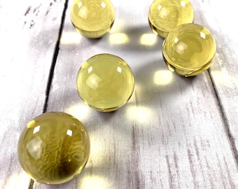 Yellow 29-30 mm marbles, 5 pcs, 1 inch+ transparent undrilled glass beads, marbles for games, vase filler, jewelry