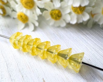 20 glass lotus pod flower beads in warm yellow, 10.5x6.5 mm, waterlily beads for nature inspired jewelry and crafts (A0005)