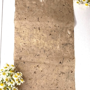 Natural mulberry paper, 10pcs lightweight brown fiber paper, 8x14" sheets, rustic paper for invitations, collage, scrapbooking, calligraphy