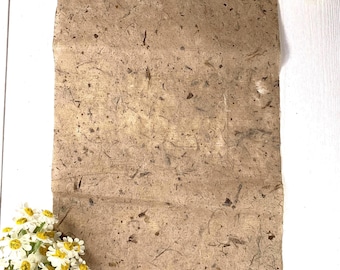 Natural mulberry paper, 10pcs lightweight brown fiber paper, 8x14" sheets, rustic paper for invitations, collage, scrapbooking, calligraphy