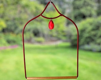 Red hummingbird swing, hummingbird perch feeder accessory, bird watching gift, new home gift, hummingbird gifts for bird lovers, mom or dad