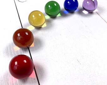 Glass marbles, 19-20mm/.75" transparent undrilled glass beads, glass orbs for decor, jewelry, crafts, games, rainbow of colors, 10 or 12 pcs