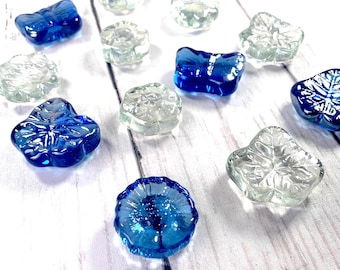 Glass flower, leaf, and butterfly gem mix, 12 pcs mosaic glass, glass garden stones, stained glass supplies, unique glass cabochon gems