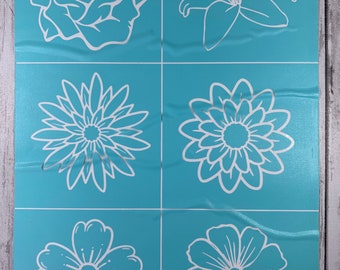Glass etching stencils, flower stencil for painting, self-adhesive silk screen stencil, DIY etched glass craft supplies, reusable stencils