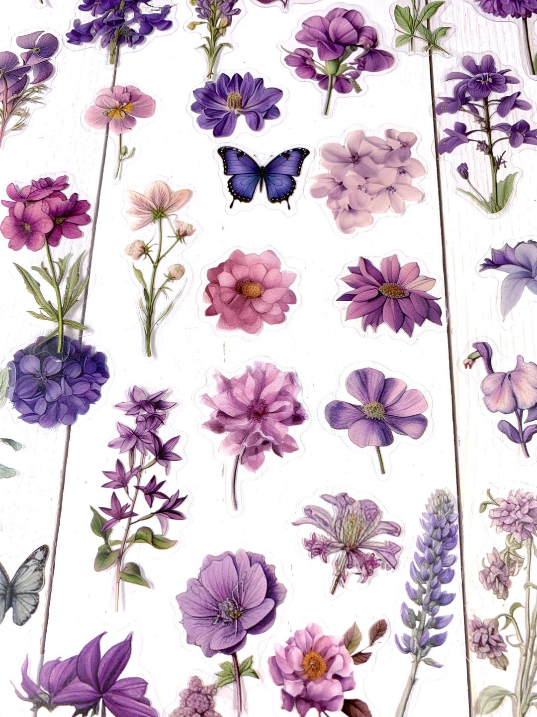 Flower Line Sticker Flower Sticker Pack, 40-45 Flower and Leaves Die Cut Nature Inspired ...