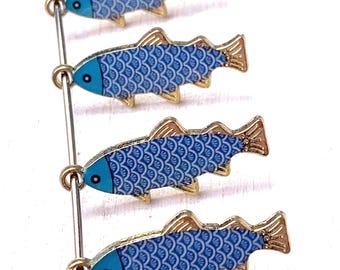 Blue fish charms, 10 pcs, alloy with enamel, 27x11mm blue sardine charms with gold finish for marine life coastal themed crafts