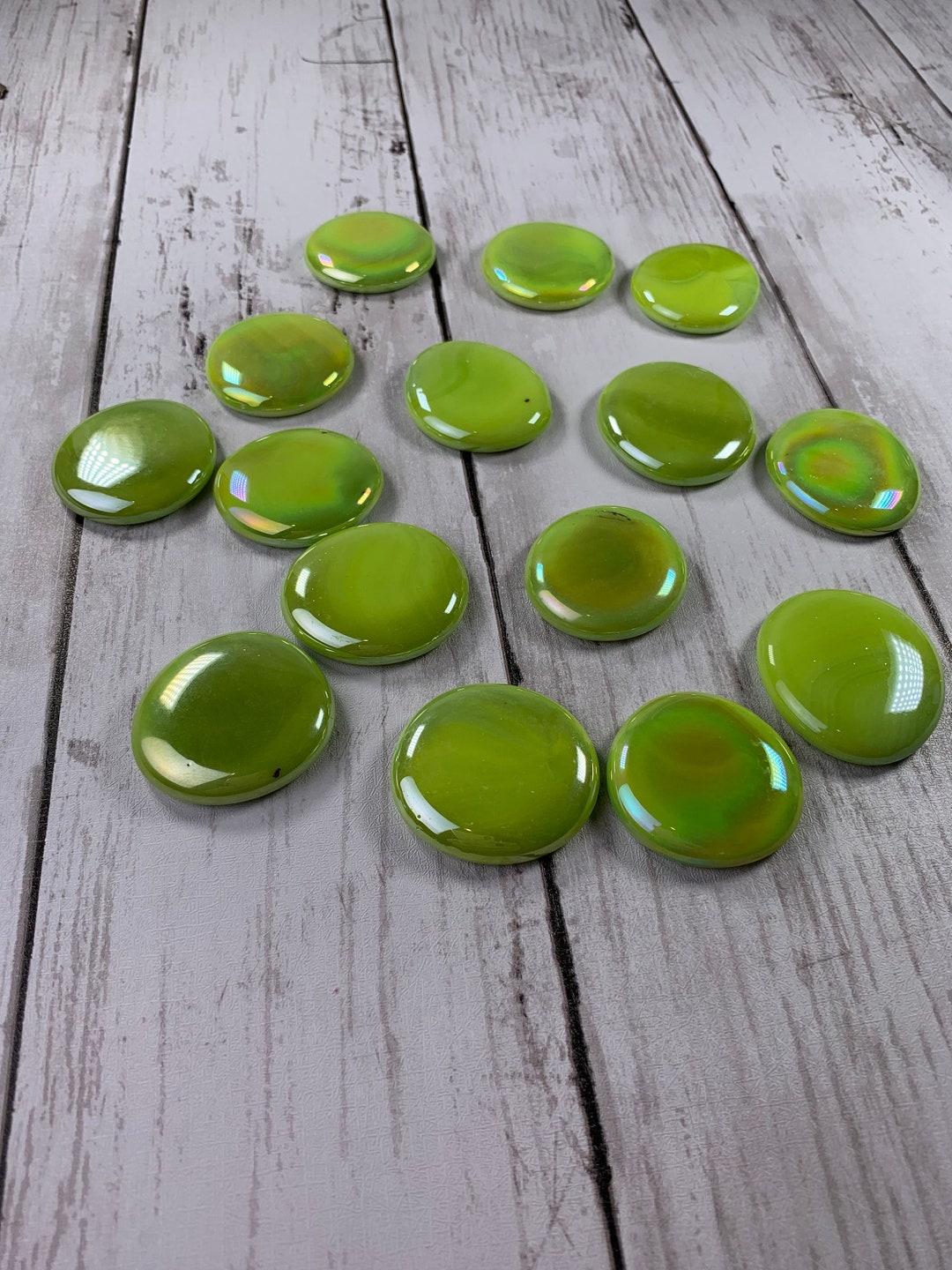 Jumbo Iridescent Lime Green Glass Gems, Glass Garden Stones, Mosaic ...