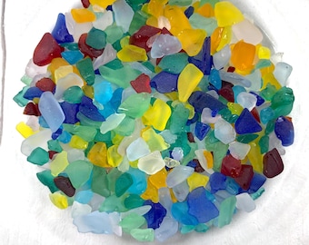Multicolor tiny sea glass gravel for sea glass art, extra small tumbled glass pebbles, matte glass rocks for crafting, approx. 1 oz / 28 g
