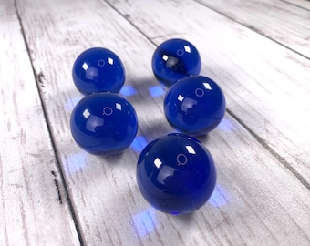 Blue 29-30 mm marbles, 1 inch plus transparent undrilled glass beads, marbles for games, marble shooters, solid glass orbs for jewelry, 5 pc