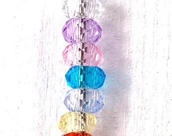 100 faceted glass beads for beadable pens, mixed colors small 7.5x4.5mm glass spacer beads with 3mm hole, big hole beads for beadable blanks