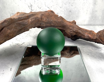Green sea glass style orb, approx 1.8" frosted glass orb, accent for table trays, coastal decor, sea glass lover gift