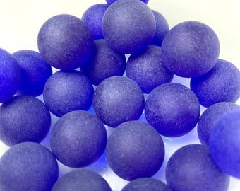 Blue sea glass style marbles for crafting, 25 pcs, +/-15mm tumbled glass vase filler beads, for coastal decor, games