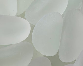 White puffy frosted glass bean gems, crescent shaped jewelry making supplies, orange slice charm unique shape, sea glass for mosaics, 25 pcs