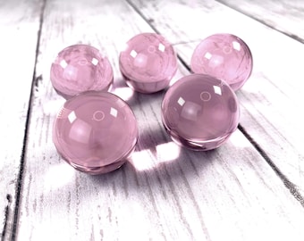 Pink 29-30 mm marbles, 5 pcs, 1 inch+ transparent undrilled glass beads, marbles for games, vase filler, jewelry (H0234)