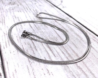 Set of 10 stainless steel 27" necklace chains, 1.1 mm square snake chain with lobster claw clasp, add a pendant bulk necklace making supply