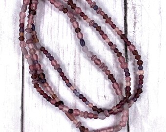 Purple frosted mixed beads, approx. 180 beads, 3-6 mm small beads for earrings, lavender bead soup, assorted shapes and shades