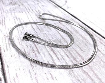 Set of 10 stainless steel 27" necklace chains, 1.1 mm square snake chain with lobster claw clasp, add a pendant bulk necklace making supply