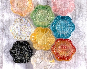 Glass flower beads, 100 pcs, 12.5mm assorted colors bulk beads for jewelry making, sunflower beads for bracelets, flowerhead beads (A0055)