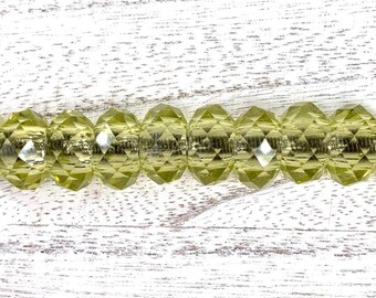 Large hole yellow glass faceted beads, 10 pcs yellow faceted no metal core for DIY bracelets or garden stakes, European glass beads (C0119)