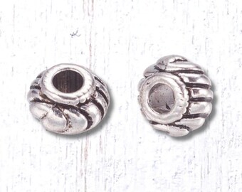 45 metal rondelle spacer beads, 6mm w/ 2.3mm hole for beadable blanks and jewelry, antique silver alloy (M0334/10)