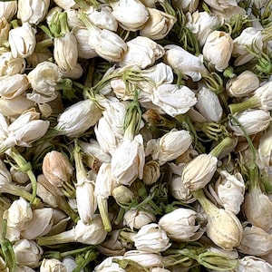 Dried jasmine buds, approx. 200 pieces/10 oz/1.25 cups, off-white dried flowers for crafts