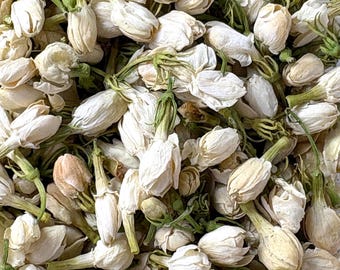 Dried jasmine buds, approx. 200 pieces/10 oz/1.25 cups, off-white dried flowers for crafts