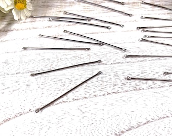 20 beadable linking bars, connector charm bars for bracelets, eye pin pendant bar, uses beads with 2mm+ hole, craft night supplies, 40mm