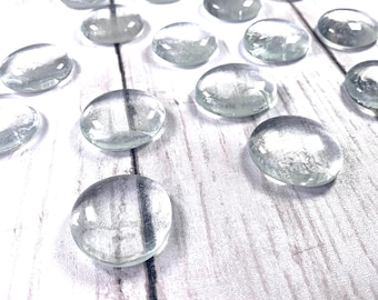 Large clear glass gems, 15 pcs, approx. 25mm glass stones for pendants, mosaic glass for crafting, large glass cabochons, unique bowl filler