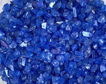 Crushed glass for crafts, 4 oz. blue irregular broken glass for resin projects, 3-6 mm glittery glass frit, CLOSEOUT