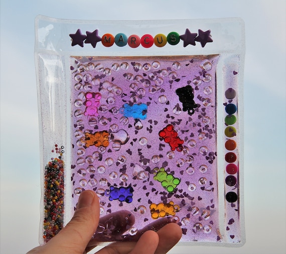 Sensory Bag, Personalized Sensory Pouch, Birthday Gift, I Spy Bag, Clear Fidget...