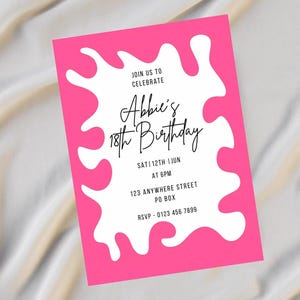 Invitation, pink invitation, 18th birthday invitation, 18th, digital invitation,