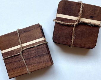 Rustic Walnut & Maple Coasters
