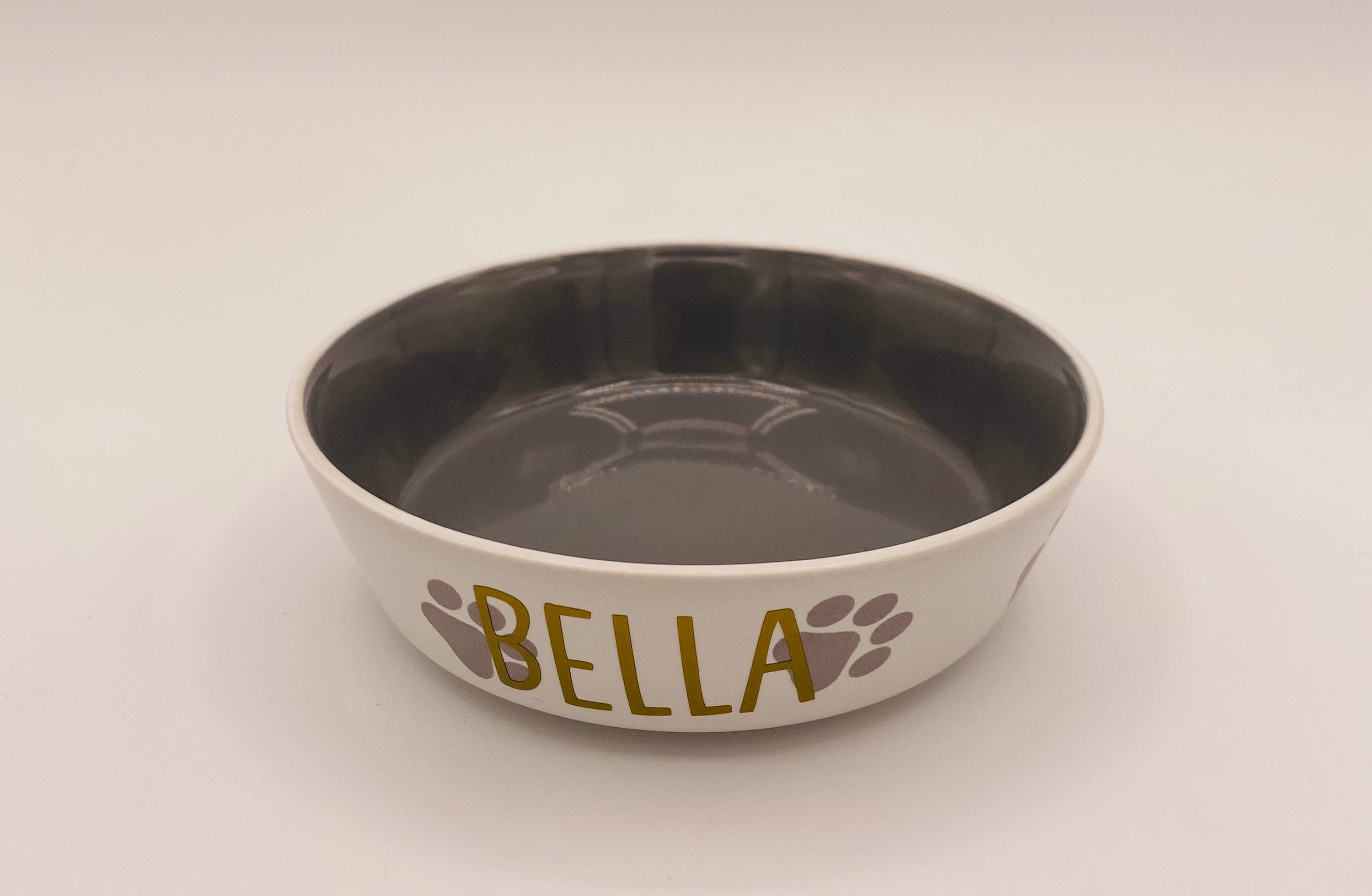 8 Dog Bowl Grey, Personalized Dog Bowl, Pet Bowl, Small Pet Bowl