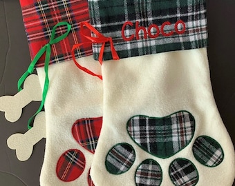 Pet Stockings / Paw Design Stockings / Christmas Stockings / Personalized Stockings / Custom Stockings / Dog Accessories / Dog Gift