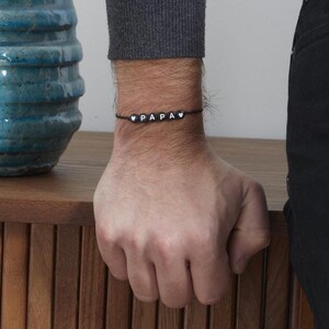 Pulsera de cordón para hombre, pulsera de hombre personalizada, pulsera con letras, regalo de despedida de soltero, regalo de pareja personalizado, pulsera de hombre ajustable