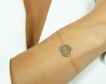 Personalized chain bracelet with gold-plated medal, grandma jewelry, mom, godmother, bridesmaid